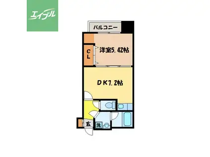 エススリーでじま(1DK/6階)の間取り写真