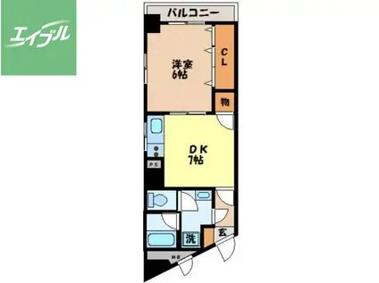 アブアルトマンション(1DK/3階)の間取り写真