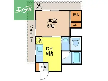 ヴィラ中川Ⅰ(1DK/4階)の間取り写真