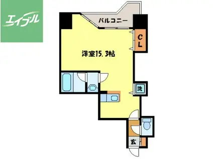 エススリーでじま(ワンルーム/5階)の間取り写真