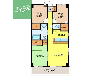 ゆうゆう西山(3LDK/4階)の間取り写真