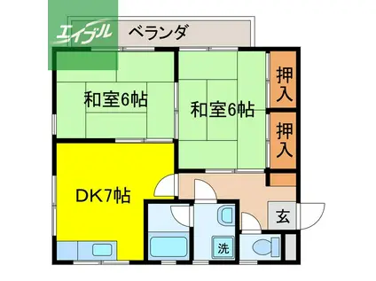 グランドメール清水(2DK/2階)の間取り写真