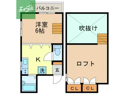 シャル夢セブン(1K/2階)の間取り写真