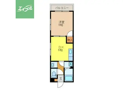 テラス辰(1DK/2階)の間取り写真