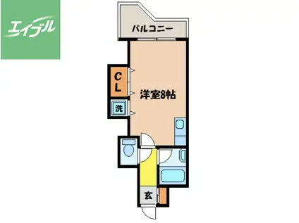 エススリーでじま(ワンルーム/4階)の間取り写真