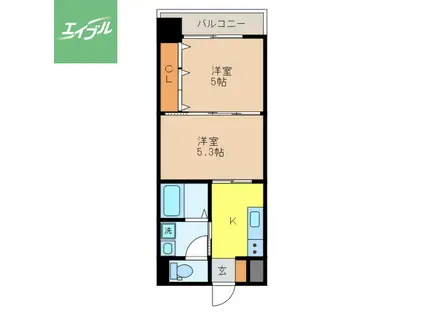 スカイコート西山(2K/6階)の間取り写真