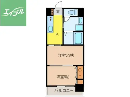 スカイコート西山(2K/7階)の間取り写真