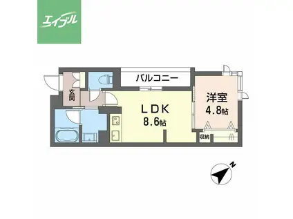 シャーメゾンさかえ町(1LDK/4階)の間取り写真