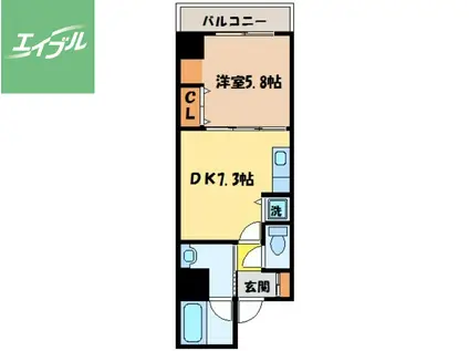 エススリーでじま(1DK/8階)の間取り写真
