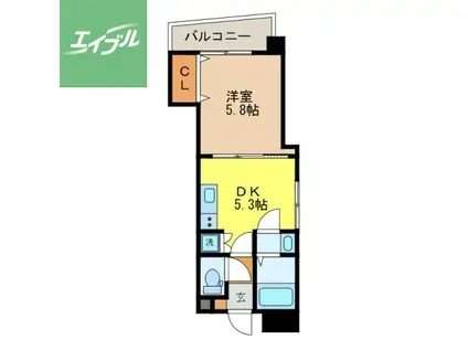 ラフィネ樺島(1DK/2階)の間取り写真