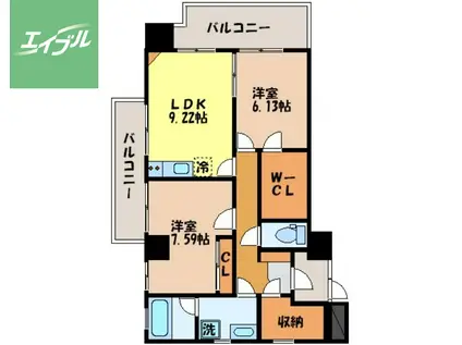 サクセスカバーヒルズ(2LDK/7階)の間取り写真