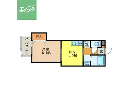 タウンコート中町(1DK/6階)の間取り写真