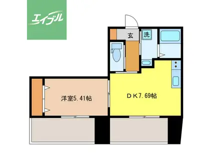 ブルーム桜 (1DK/9階)の間取り写真