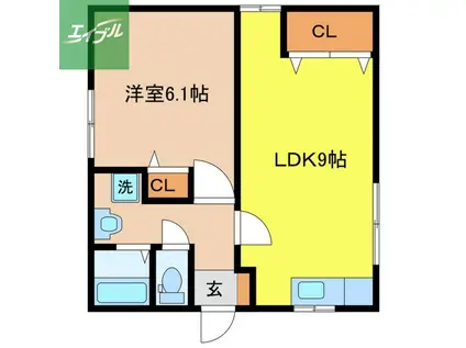 エイケンビル(1LDK/1階)の間取り写真