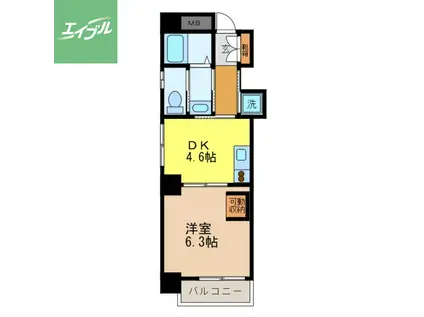 ラピニヨン浜口町(1DK/5階)の間取り写真