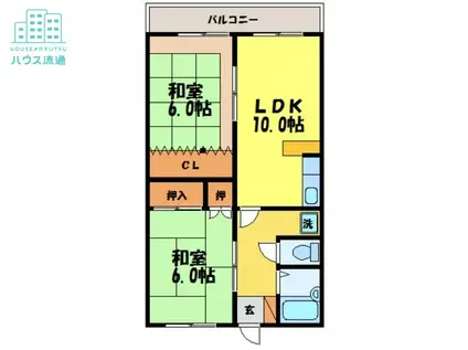 松尾ビル(2LDK/2階)の間取り写真