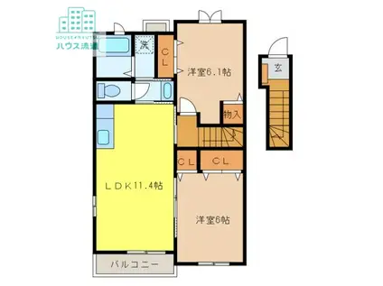 ソレイユ(2LDK/2階)の間取り写真