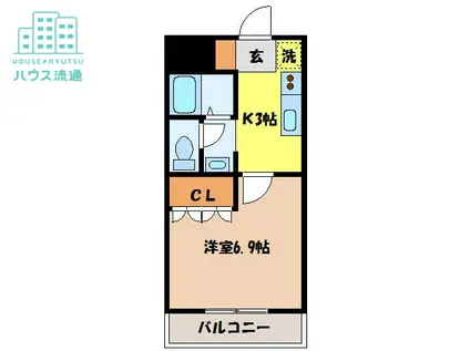 パルティール(1K/1階)の間取り写真