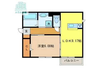 コンフォートたらみD(1LDK/1階)の間取り写真