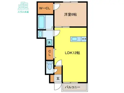 エミネントかわち(1LDK/1階)の間取り写真