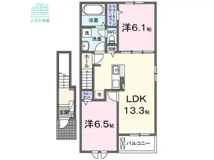 プロムナードメゾン参番館 F(2LDK/2階)の間取り写真