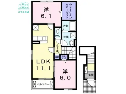 愛のスカイハウス Ⅱ(2LDK/2階)の間取り写真