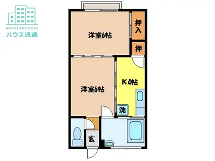 サンハウス戸石(2K/2階)の間取り写真