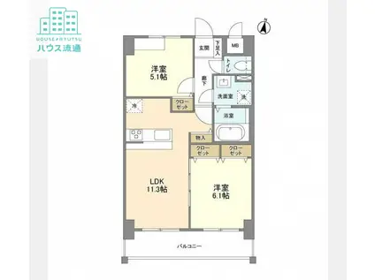 ルーカス長崎諫早Ⅰ(2LDK/3階)の間取り写真