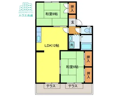 セジュール田上(2LDK/1階)の間取り写真