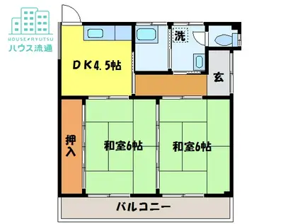 濱田アパートA棟(1LDK/2階)の間取り写真