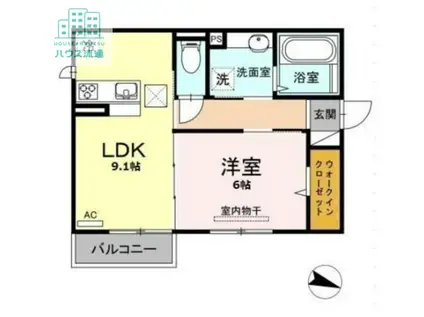 コンフォートたらみD(1LDK/1階)の間取り写真