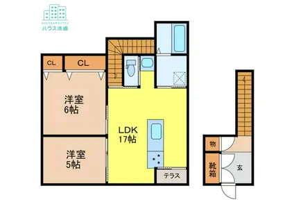 サニーヒルFUKUDA(2LDK/2階)の間取り写真
