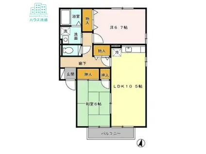 ロイヤルガーデン白岩B(2LDK/1階)の間取り写真