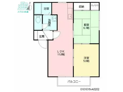 レオン西郷台A棟(2LDK/2階)の間取り写真