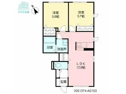 シャーメゾンYTY A棟(2LDK/1階)の間取り写真