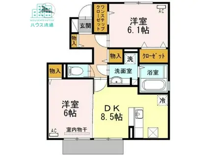 アムールⅡ(2DK/1階)の間取り写真