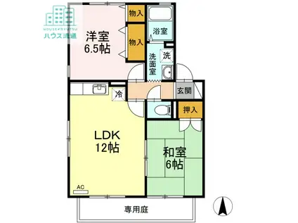 ロイヤルガーデン仲沖A(2LDK/1階)の間取り写真