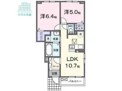 マーベラス サライB(2LDK/1階)の間取り写真