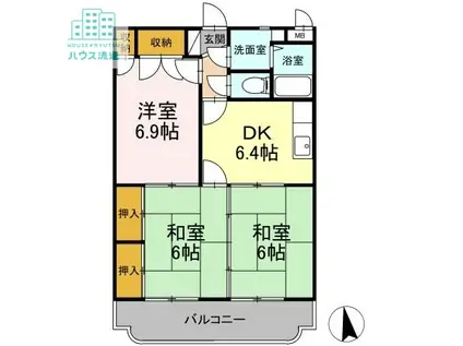 レジデンス東望(3DK/4階)の間取り写真