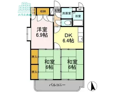 レジデンス東望(3DK/4階)の間取り写真