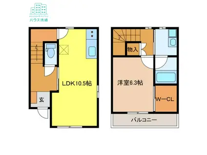 GLANZ HEIM喜々津B(1LDK/1階)の間取り写真