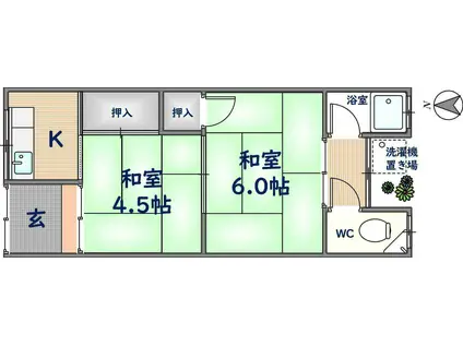 北岸文化(2K/1階)の間取り写真