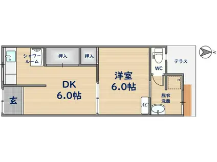永楽荘(1DK/1階)の間取り写真