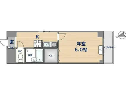 パルエミール(1K/3階)の間取り写真