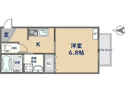 LE CIEL(1K/2階)の間取り写真