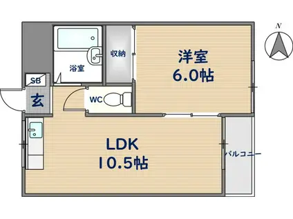 岩崎ハイツP1(1LDK/4階)の間取り写真