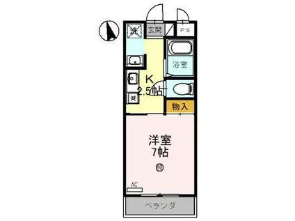 サニーウェル新石切(1K/1階)の間取り写真