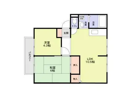 ジョイフルコンフォートA棟(2LDK/1階)の間取り写真