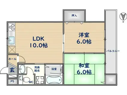 ビューハイツA&K(2LDK/2階)の間取り写真