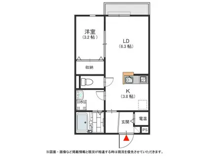 KINZY COURT 2(1LDK/2階)の間取り写真